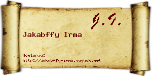Jakabffy Irma névjegykártya