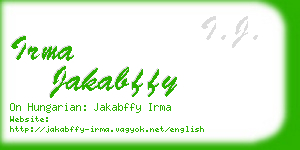 irma jakabffy business card